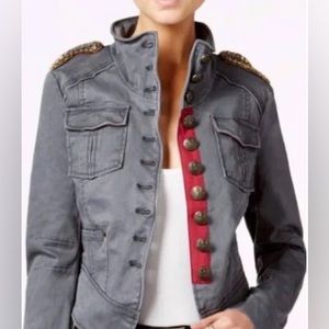 FREE PEOPLE military jacket with embellishments. Size XS